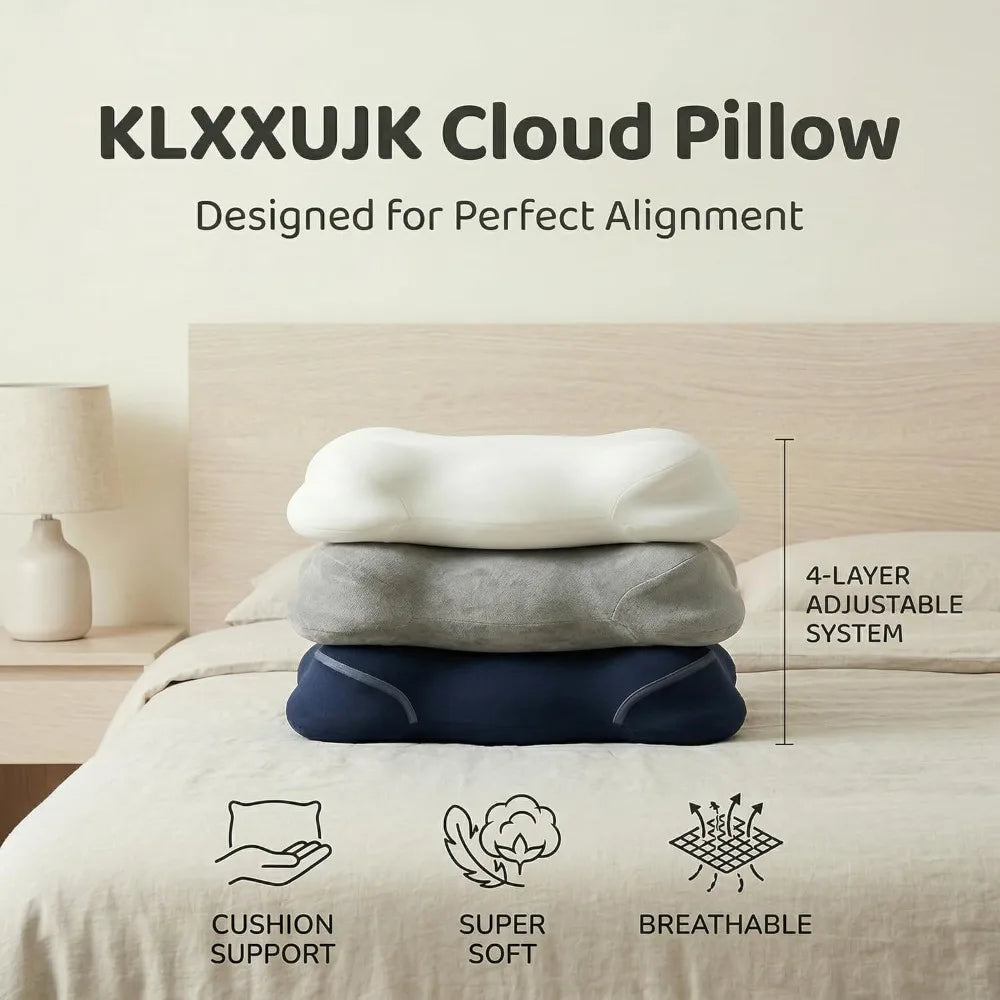 Ergonomic Memory Foam Cloud Pillow – Adjustable Loft Cervical Neck Pain Relief for All Sleepers