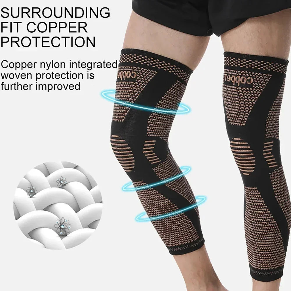 Copper-Infused Full Leg Compression Sleeve – Knee & Calf Support for Sports & Recovery