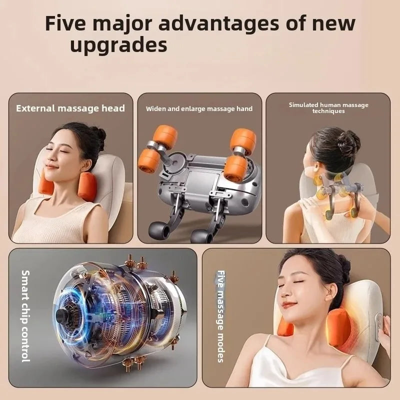 JAIYORL Trapezius Electric Massage Pillow Wireless Car And Home Massager Heating Waist Neck Leg Cervical Shiatsu Kneading