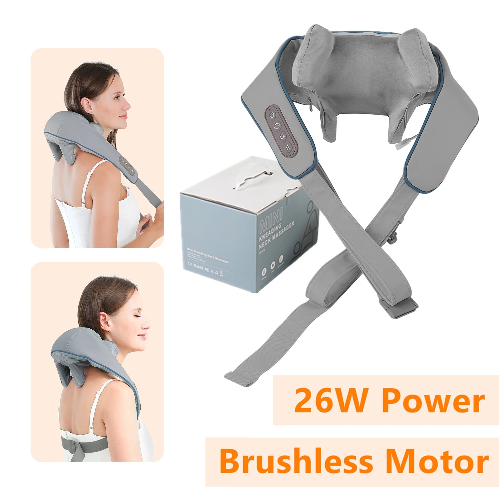 Foreverlily 26W Wireless Neck & Shoulder Kneading Massager Shawl – Trapezius & Cervical Relief
