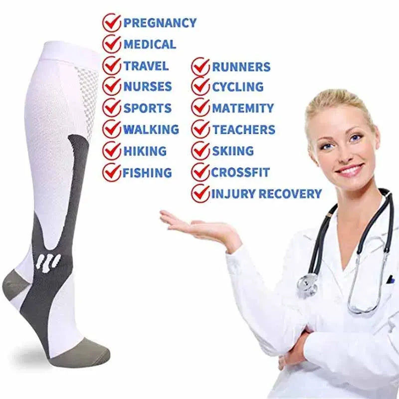 Multi-Color Compression Socks – Daily Cycling & Soccer Sports Socks to Prevent Varicose Veins (Men & Women)