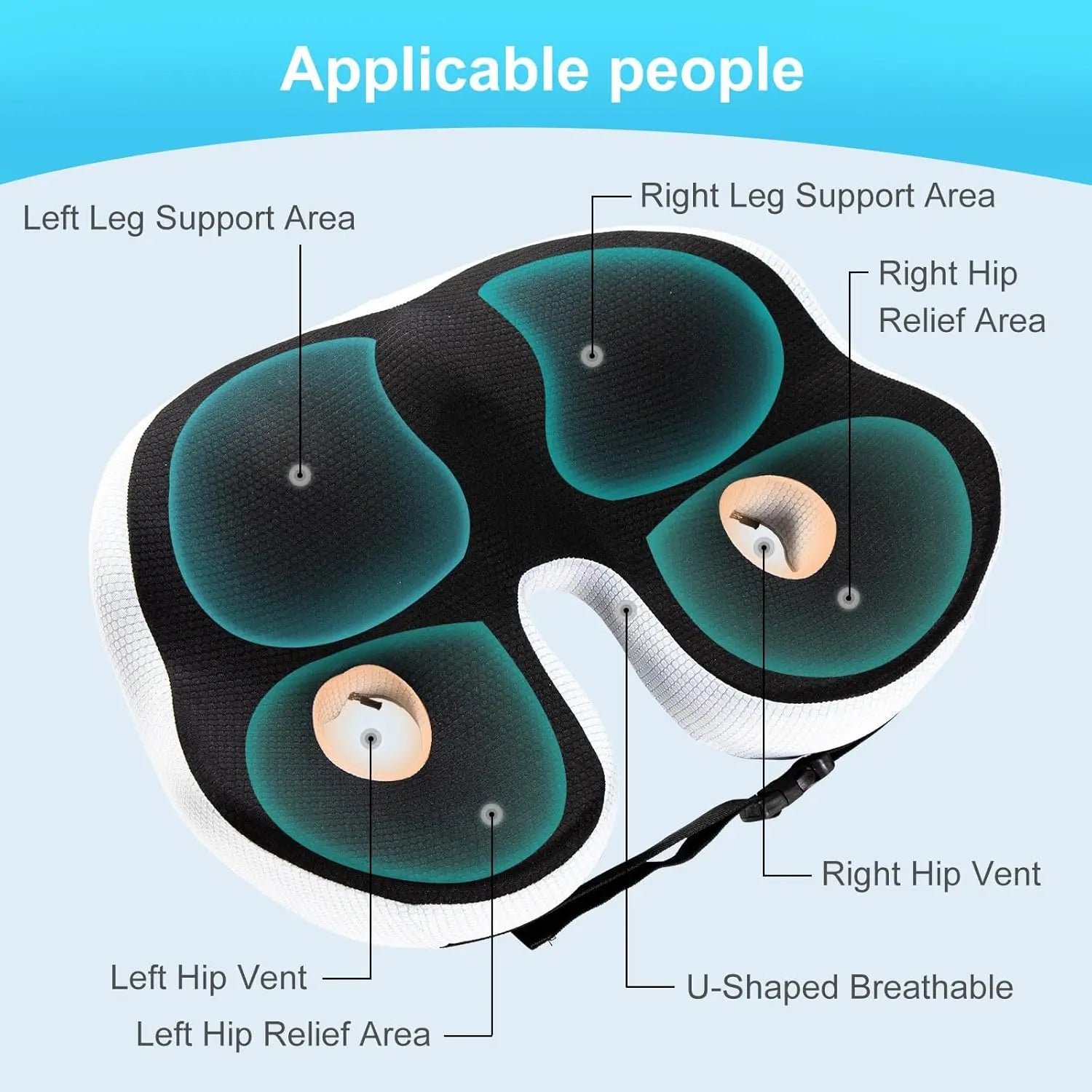 Large Memory Foam Seat Cushion – Sciatica & Tailbone Pain Relief, Non-Slip