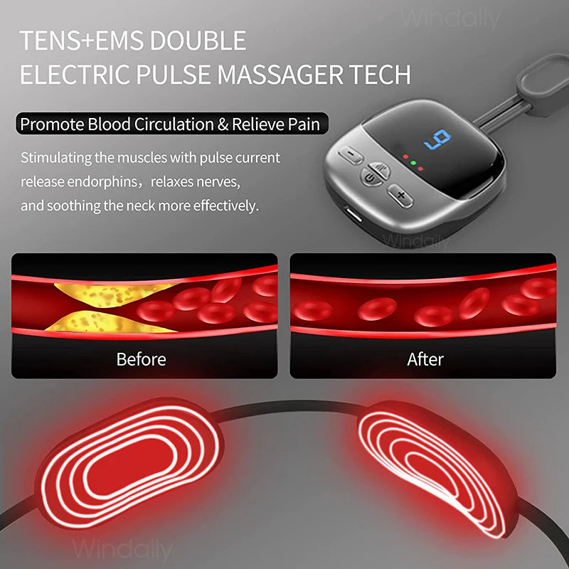 HEALTENCE Hanging Neck Massager – EMS TENS & Hot Compress