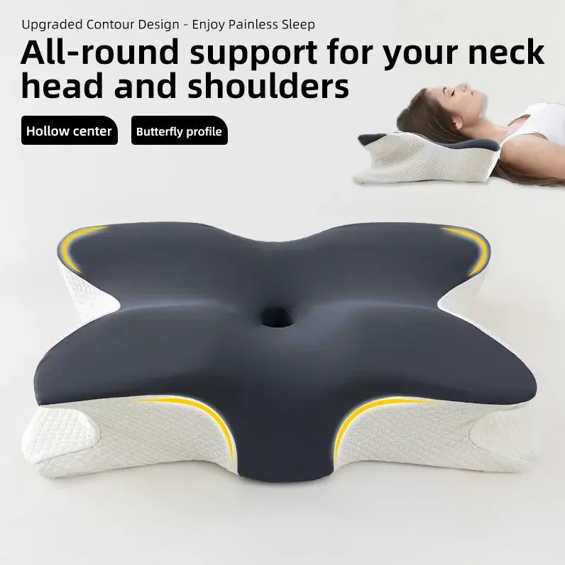 Butterfly Shape Memory Foam Cervical Pillow – Slow Rebound Orthopedic Neck Support Pillow