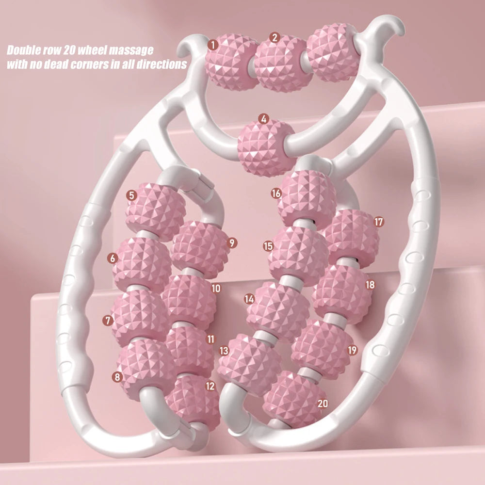 1pcs Trigger Point Massage Foam Roller Stick for Arms, Tennis Elbow Muscle Roller,Hard Spiky Massage Ball and 20 Wheel Cellulite