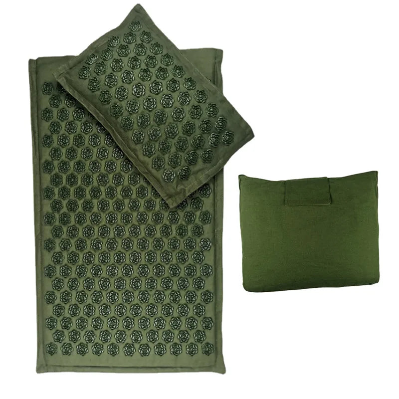 Nature Linen Coconut Palm Acupressure Yoga Mat – Lotus Spike Mat with Bag & Pillow Cushion (74x44cm)