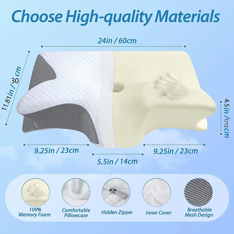 2-in-1 Memory Foam Cervical Pillow – Ergonomic Contour Orthopedic Neck Pain Support Pillow
