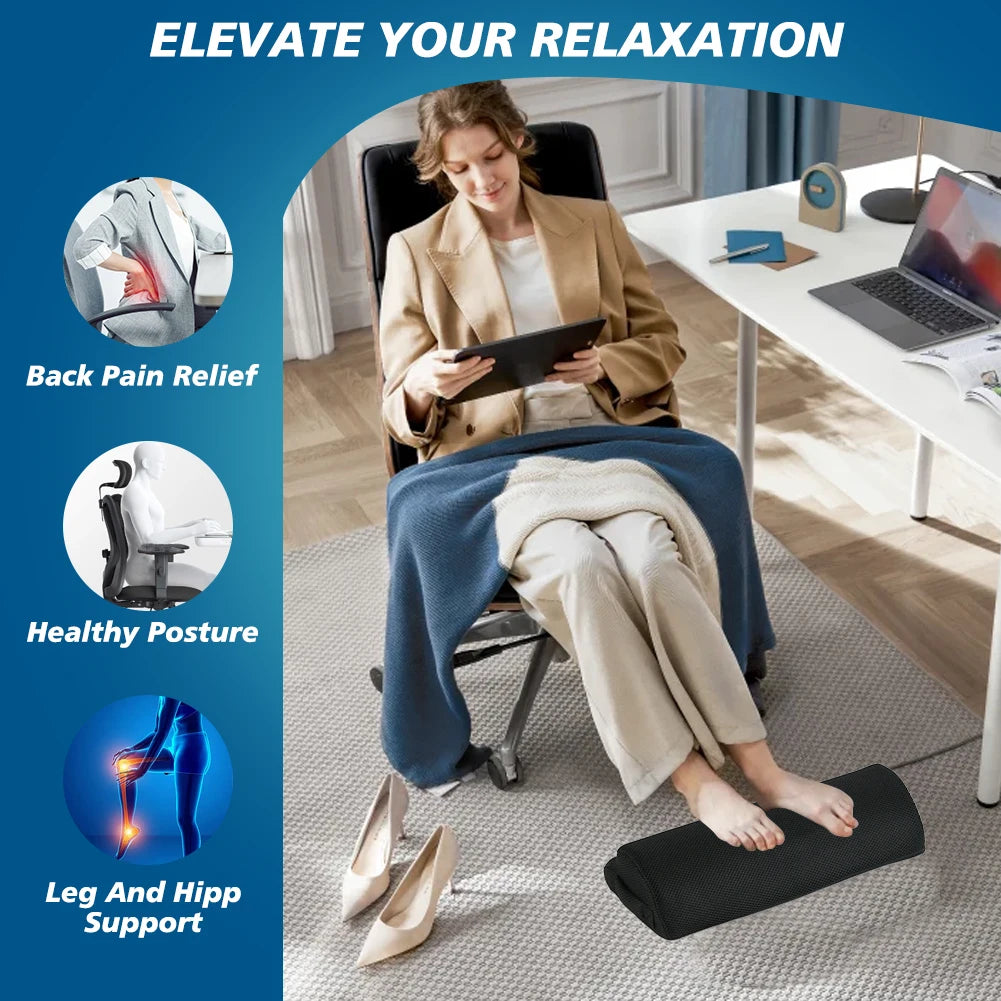 Memory Foam Office Foot Stool – Under Desk Footrest & Leg Elevation Pillow for Gaming & Home Office