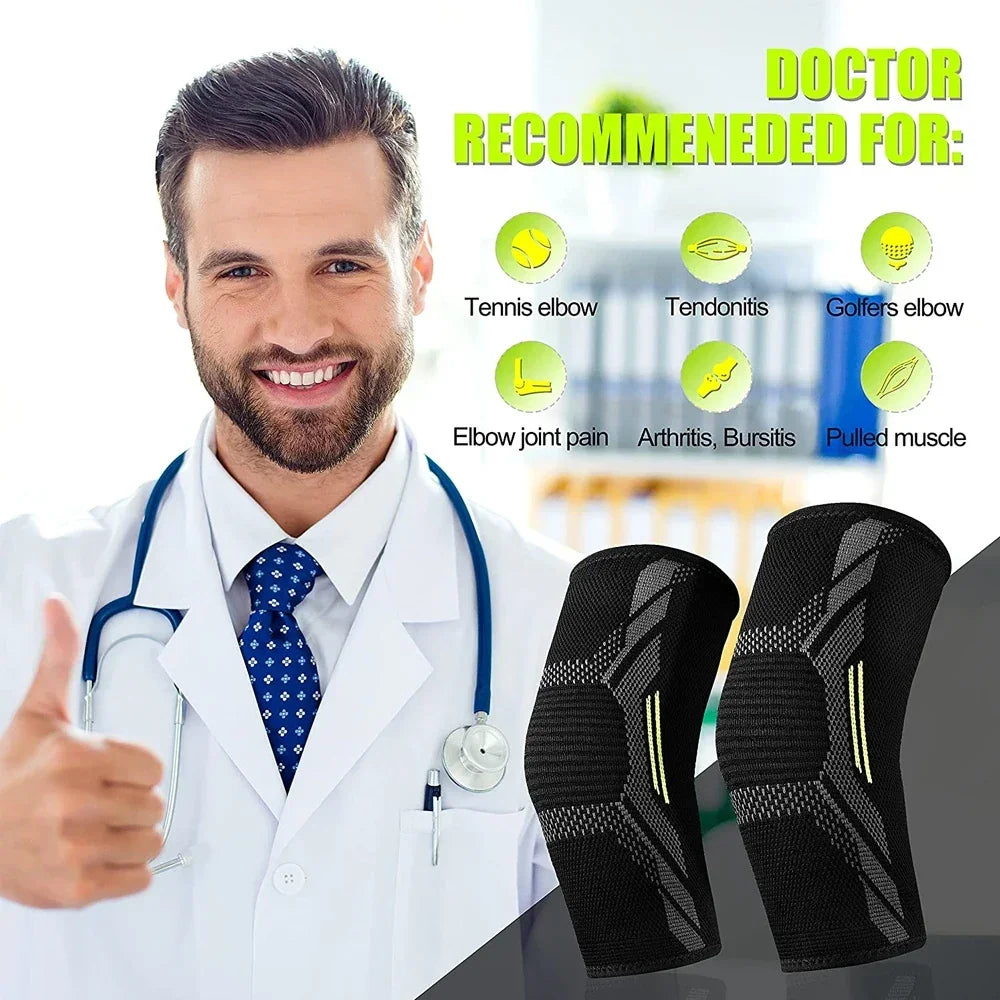 Elastic Elbow Support Pad – Sweat-Absorbing Arm Sleeve Brace for Gym, Basketball, Volleyball & Tennis