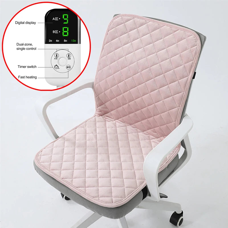 45x90cm Electric Heated Seat Cushion Office Chair Heating Mat Smart Timer Winter Warming Pad Integrated Backrest Pad 220V