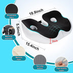 Large Memory Foam Seat Cushion – Sciatica & Tailbone Pain Relief, Non-Slip
