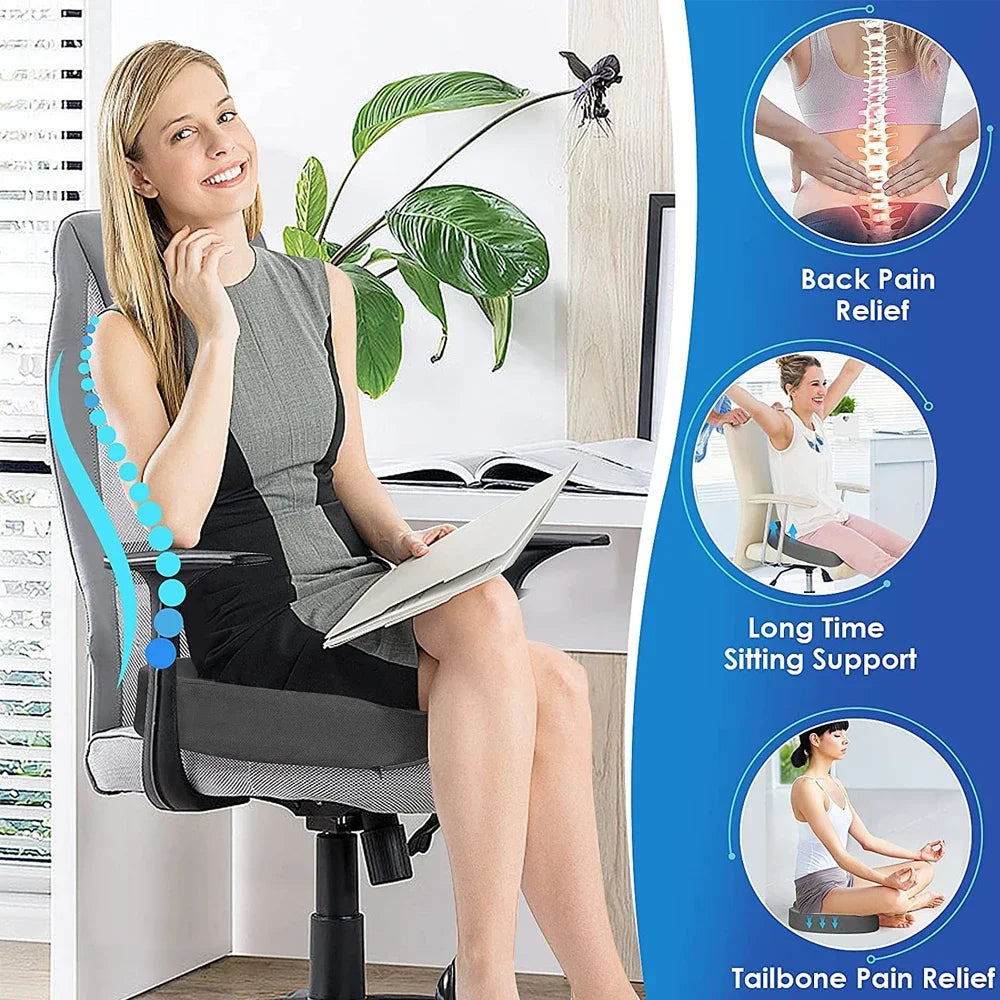 HEALTENCE Memory Foam Coccyx Seat Cushion – U-Shaped Ergonomic Support