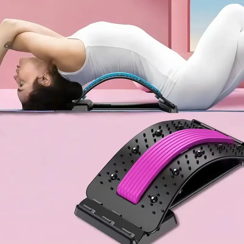3-Level Adjustable Back Stretcher – Lumbar Cracker Board & Spine Decompression Device for Lower Back Pain