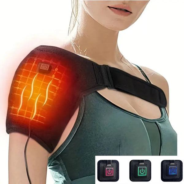 Electric Heated Shoulder Massage Brace – 3-Gear Warming Vibration Support Wrap