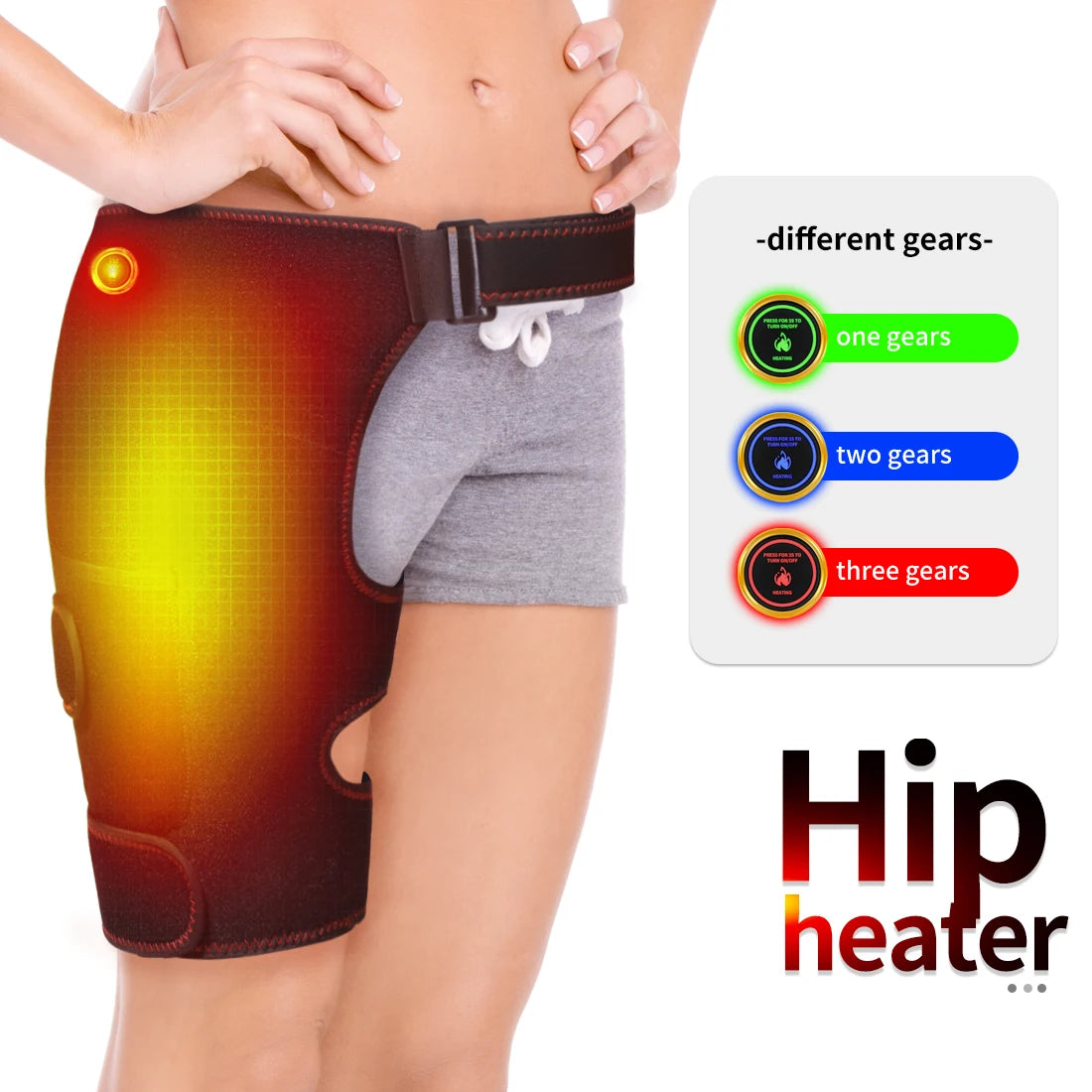 Full-Wrap Hip Heating Massager Brace – Sciatica & Buttock Relief, USB