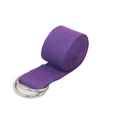 Cotton Yoga Strap with D-Ring Buckle – 183cm Adjustable Woven Stretch Belt for Fitness, Pilates & Stretching