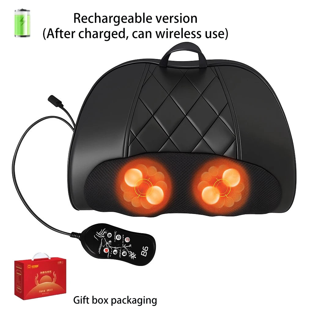 HEALTENCE Electric Shiatsu Neck Massage Pillow – Hot Compress Massager