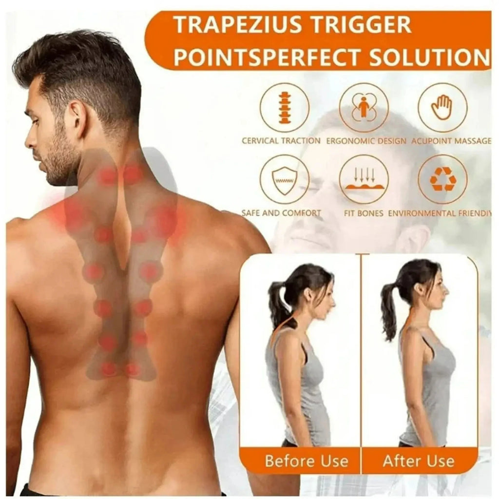 Cervical Traction Device & Neck Stretcher – Trigger Point Massager Tool for Neck & Shoulder Support