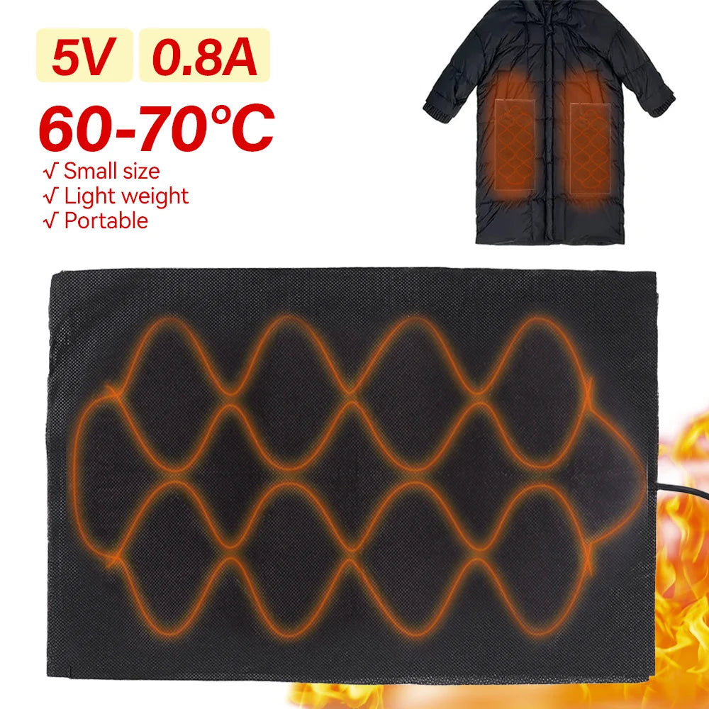 5V USB Heating Heater Pad Hand Warmer Temperature Fast-Heating Carbon Fiber Winter Portable Warm Plate for Mouse Pad Shoes Golve