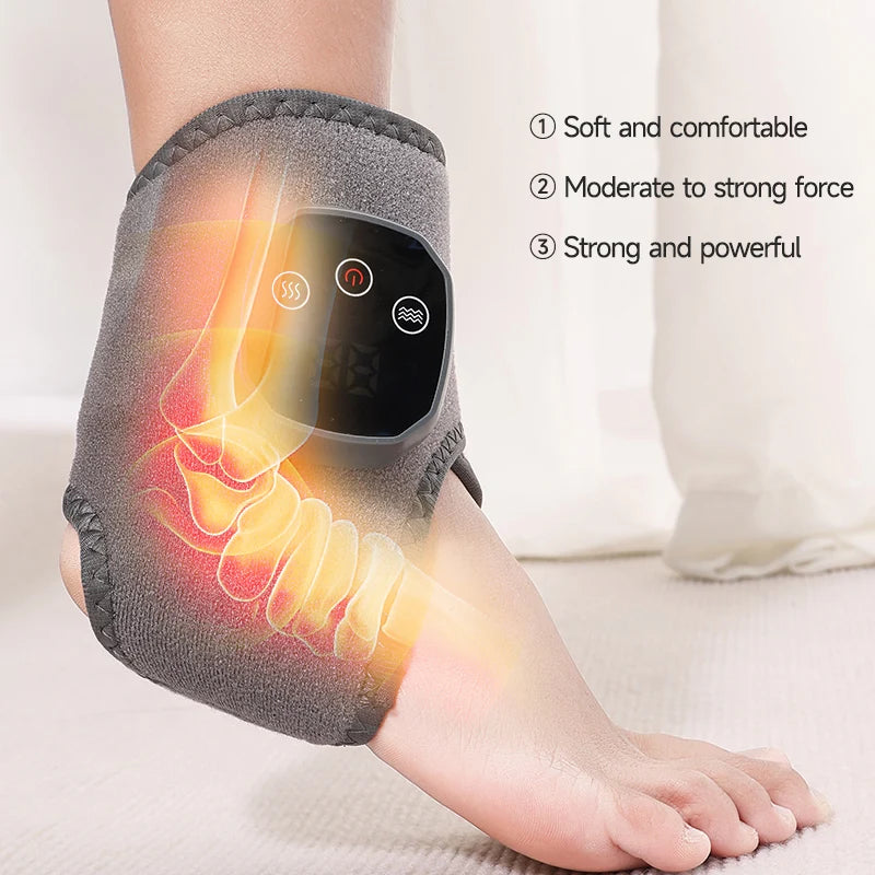 Electric Heat & Vibration Ankle Wrist Massager – Hot Compress Therapy Heated Wrap Brace