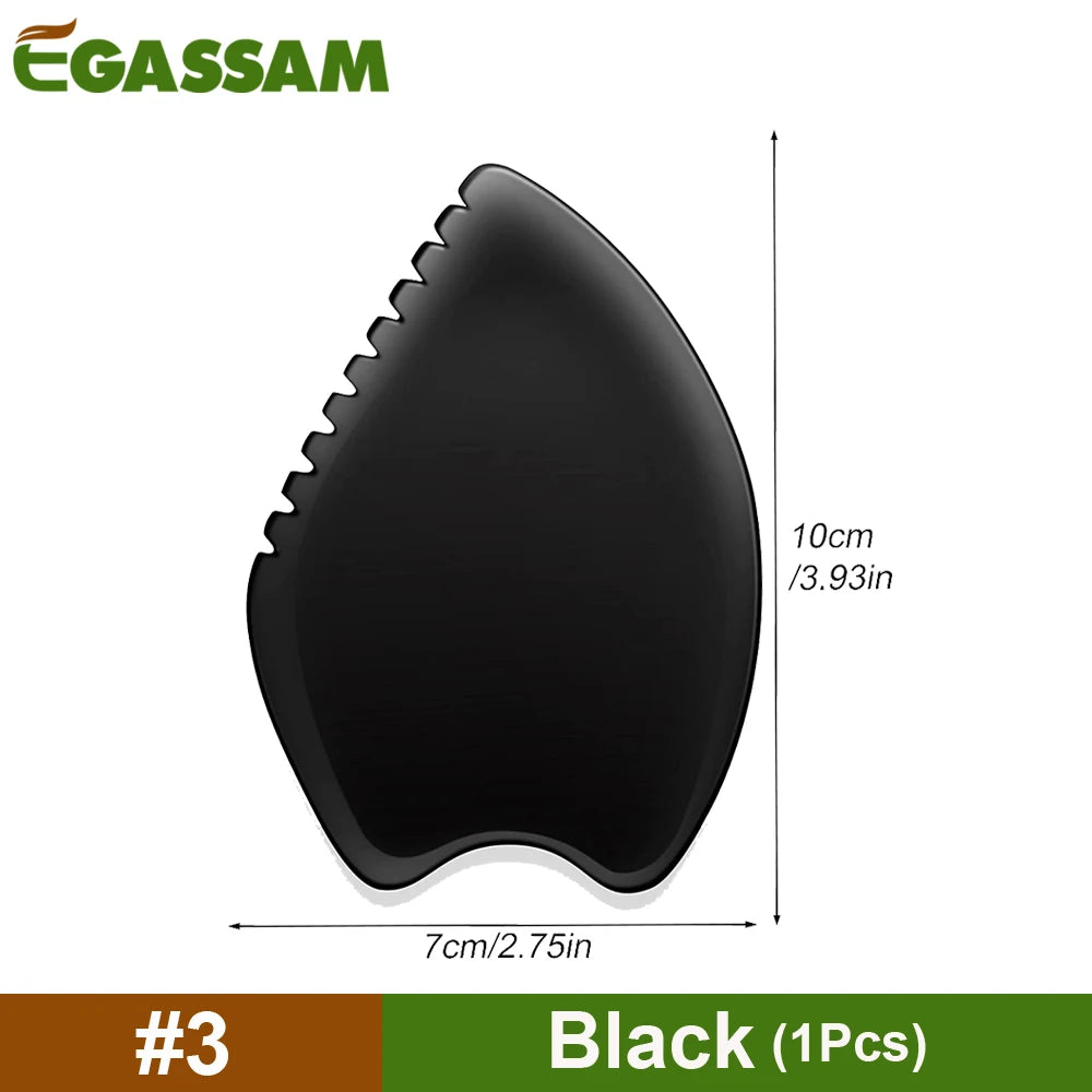 Gua Sha Bian Stone Scraping Massage Tool – Ridged Black Stone for Facial & Body Massage