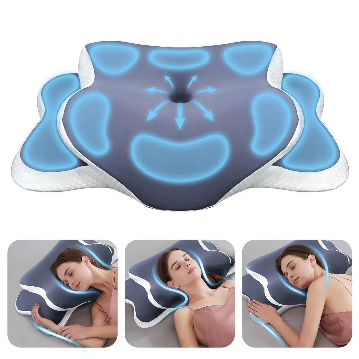 Contoured Memory Foam Cervical Pillow for All Sleep Positions