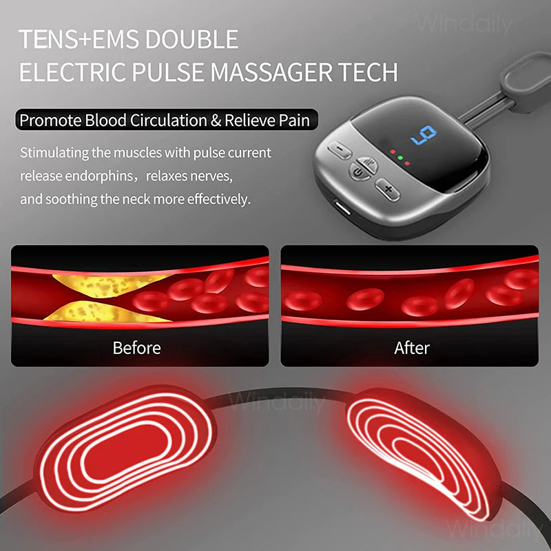 HEALTENCE Hanging Neck Massager – EMS TENS & Hot Compress