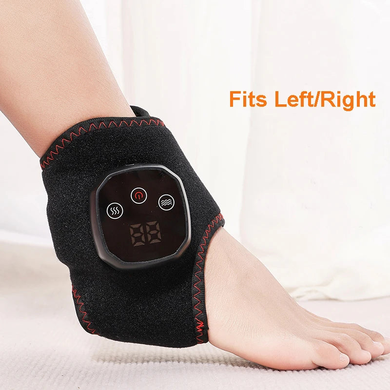 Electric Heat & Vibration Ankle Wrist Massager – Hot Compress Therapy Heated Wrap Brace