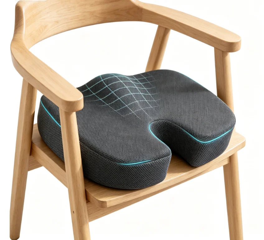 HEALTENCE Memory Foam Chair Cushion – Ergonomic Hip & Back Support
