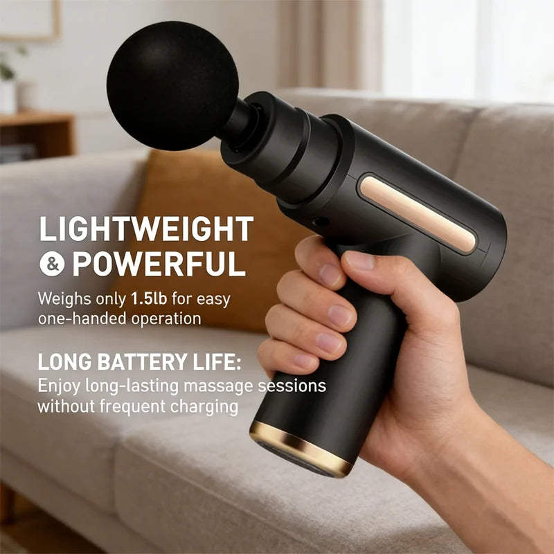Fascial Percussion Massage Gun – LED Touch Screen with 4 Replaceable Heads for Body Relaxation