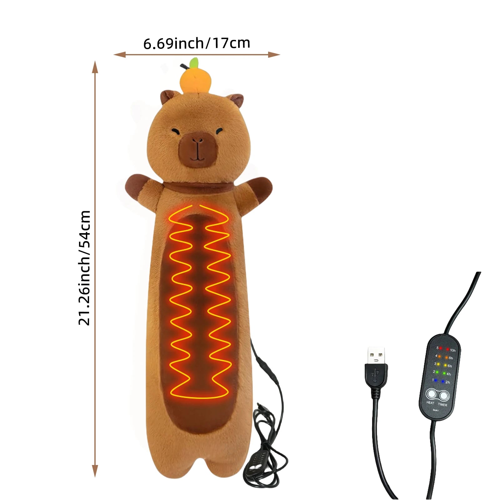 Electric Heating Pad for Period Cramps – Heatable Capybara Plush Stuffed Animal with Hot Belly for Women