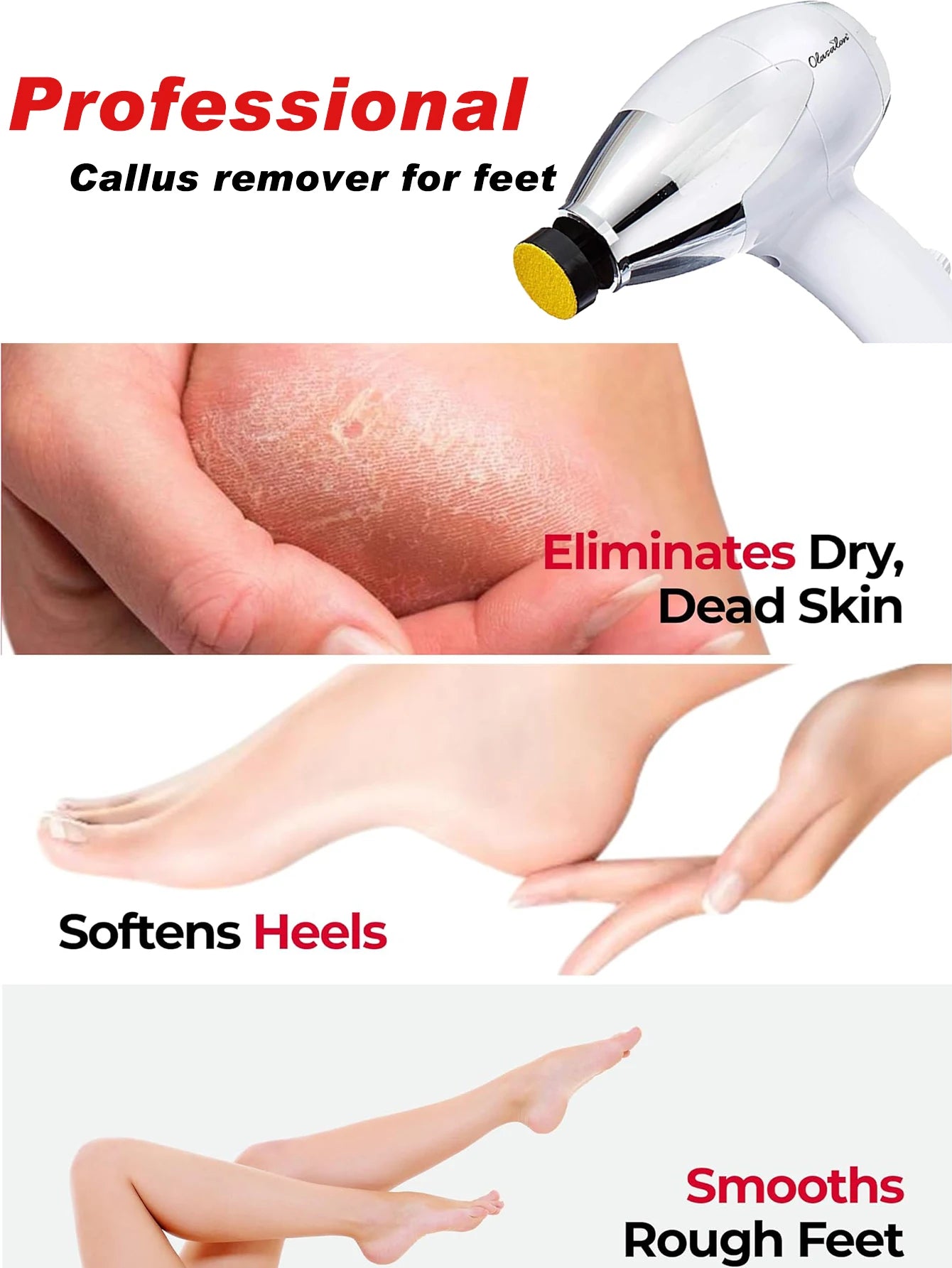OLASALON Electric Foot Callus Remover Waterproof Foot Care Pedicure Tool Set for Callus Removal,  110V US plug