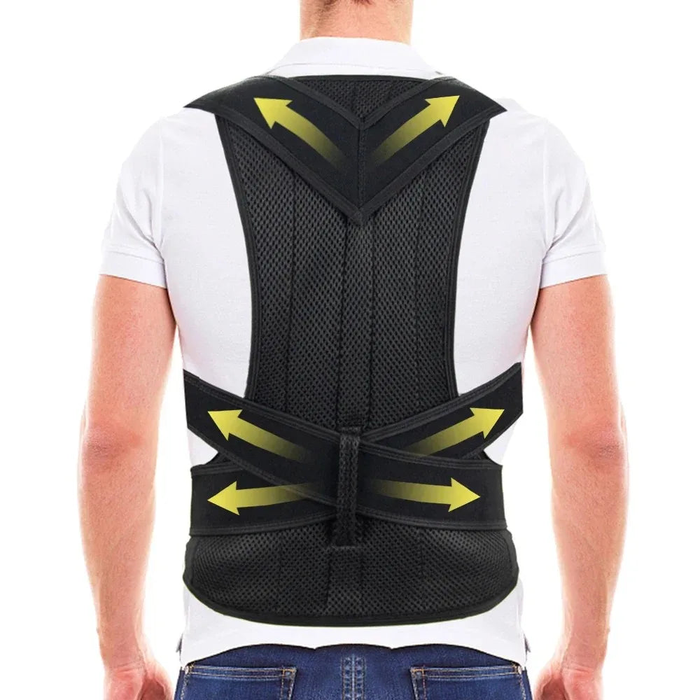 Adjustable Back Brace Posture Corrector – Lumbar & Shoulder Support Belt for Scoliosis in Men & Women
