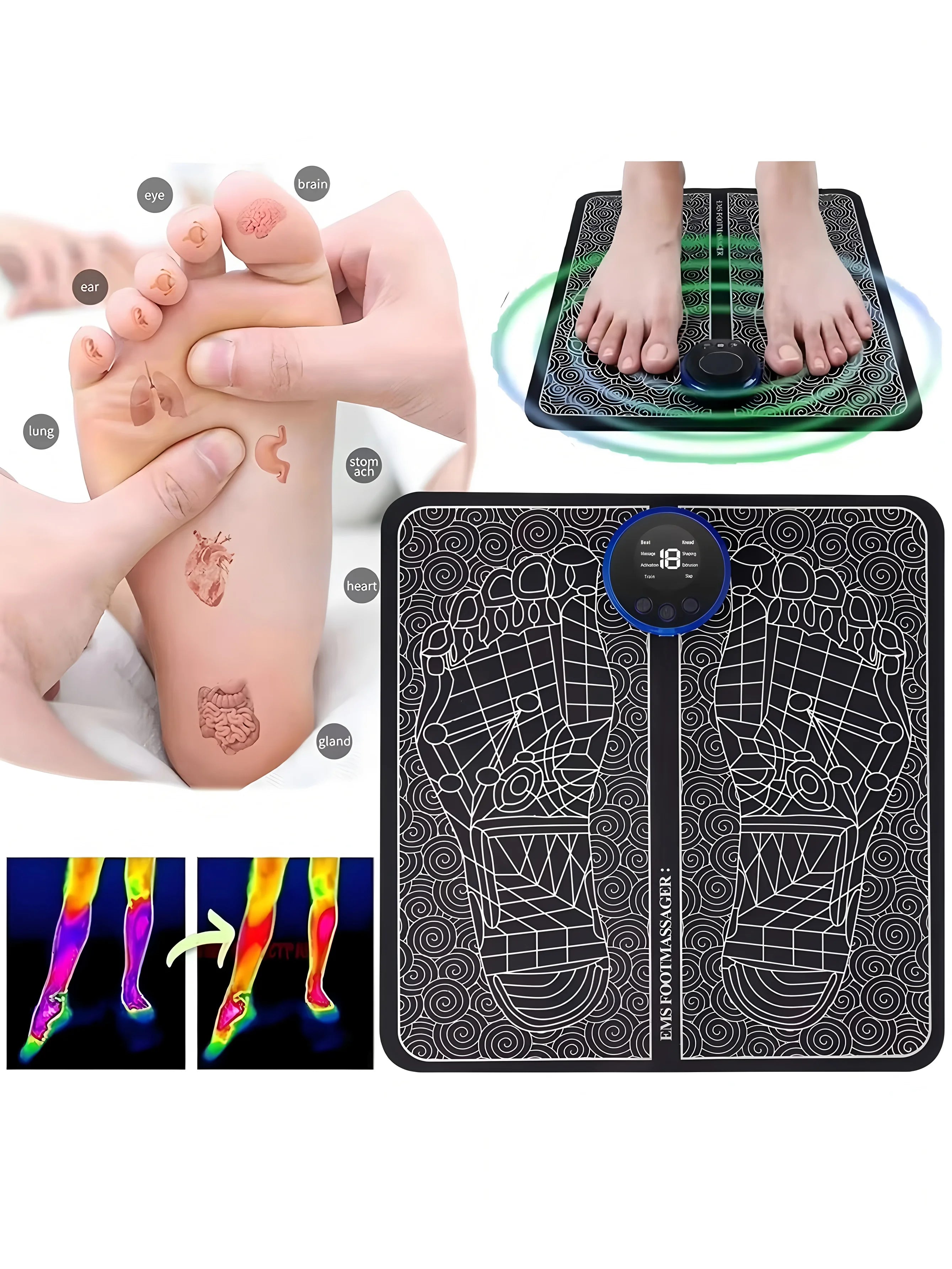 EMS Foot Massager Rechargeable Pad – Electric Foot Massage Tool for Blood Circulation & Relaxation