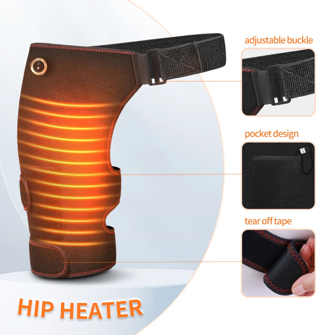Full-Wrap Hip Heating Massager Brace – Sciatica & Buttock Relief, USB