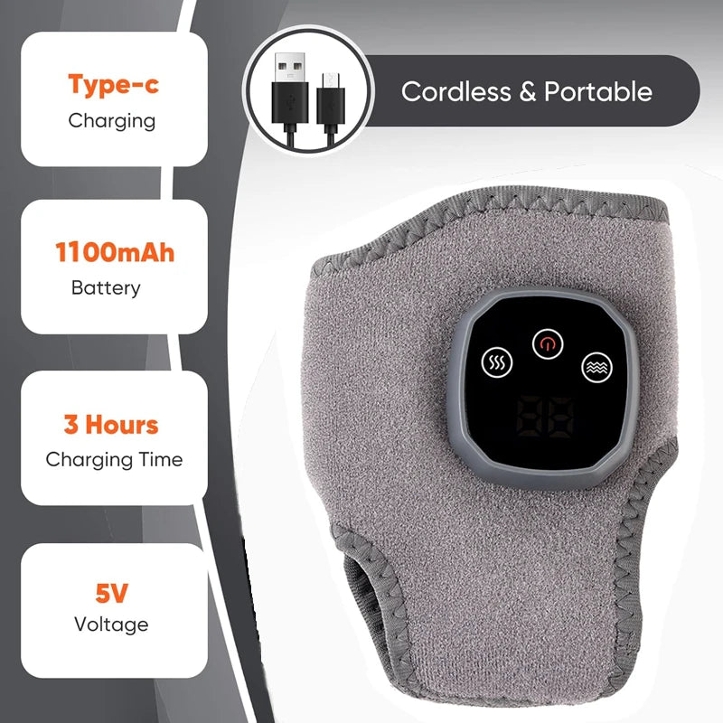 Electric Heat & Vibration Ankle Wrist Massager – Hot Compress Therapy Heated Wrap Brace