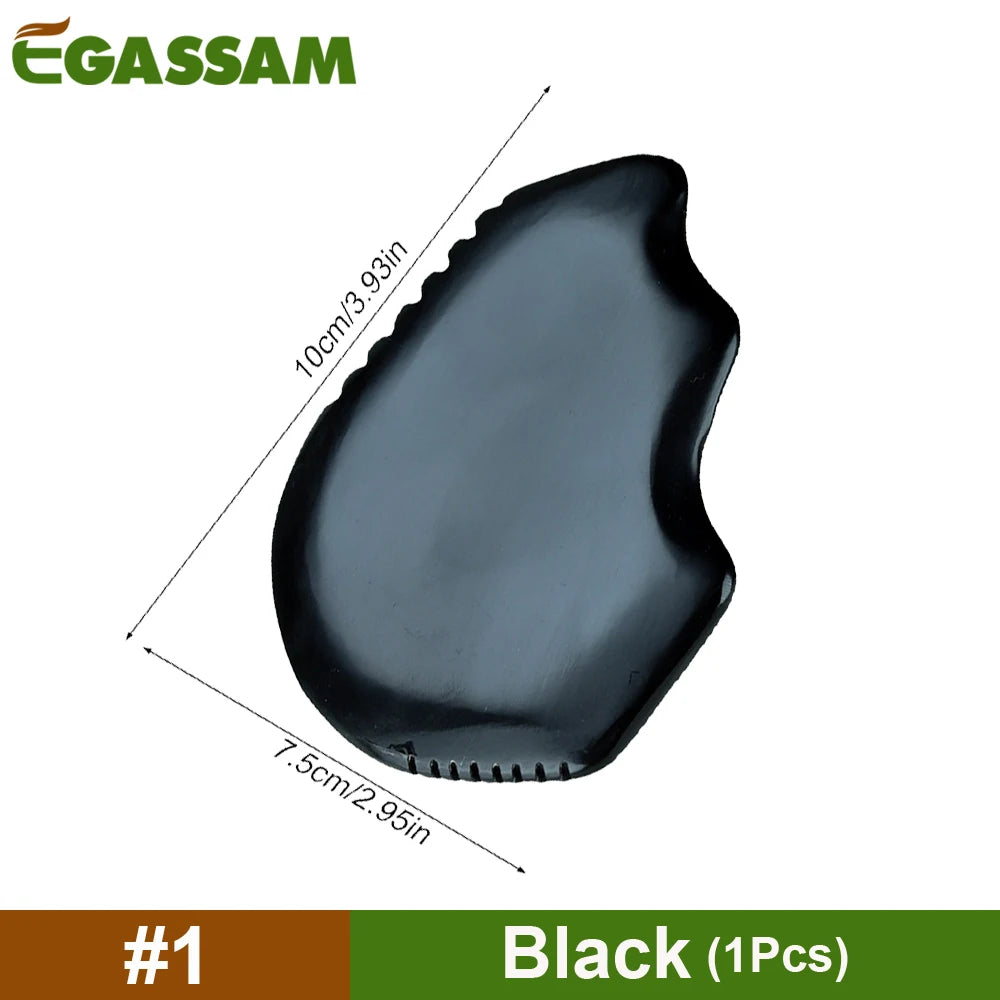Gua Sha Bian Stone Scraping Massage Tool – Ridged Black Stone for Facial & Body Massage