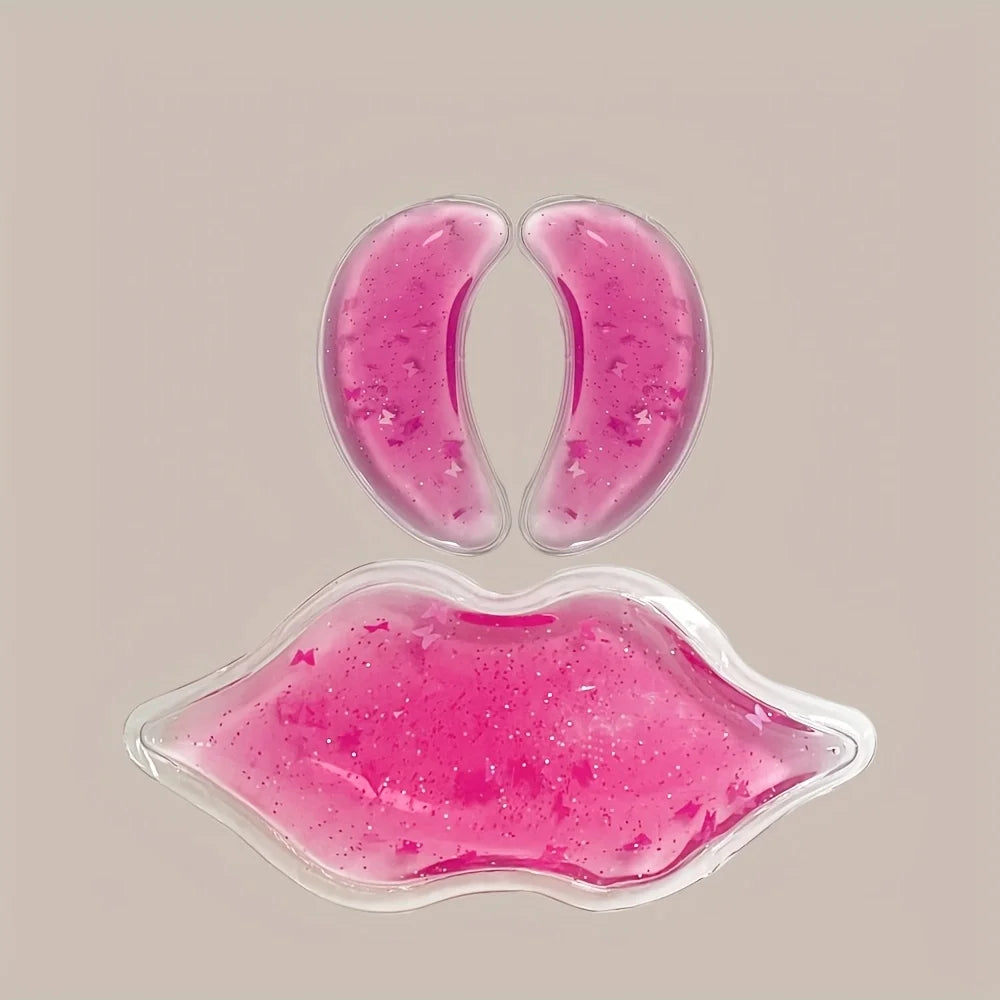 3-Piece Eye & Lip Gel Ice Pack Set – Flexible Reusable Cold Compress for Cosmetic Injuries & Lip Surgery