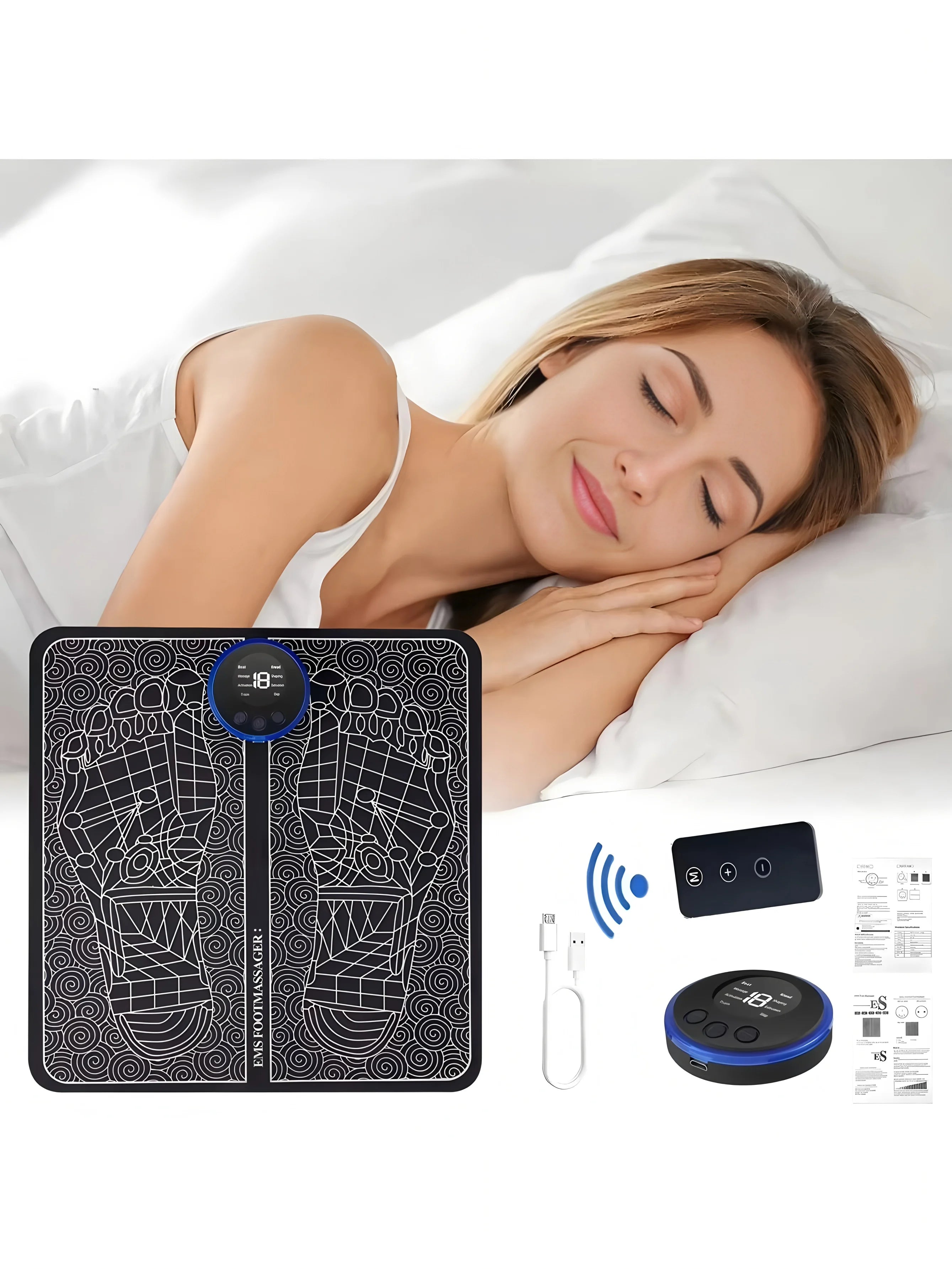 EMS Foot Massager Rechargeable Pad – Electric Foot Massage Tool for Blood Circulation & Relaxation