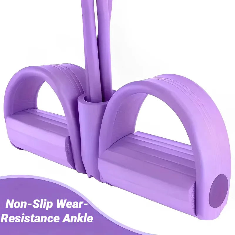 Four-Tube Pedal Tensioner – Multi-Functional Fitness Elastic Band & Tension Rope for Yoga & Abs