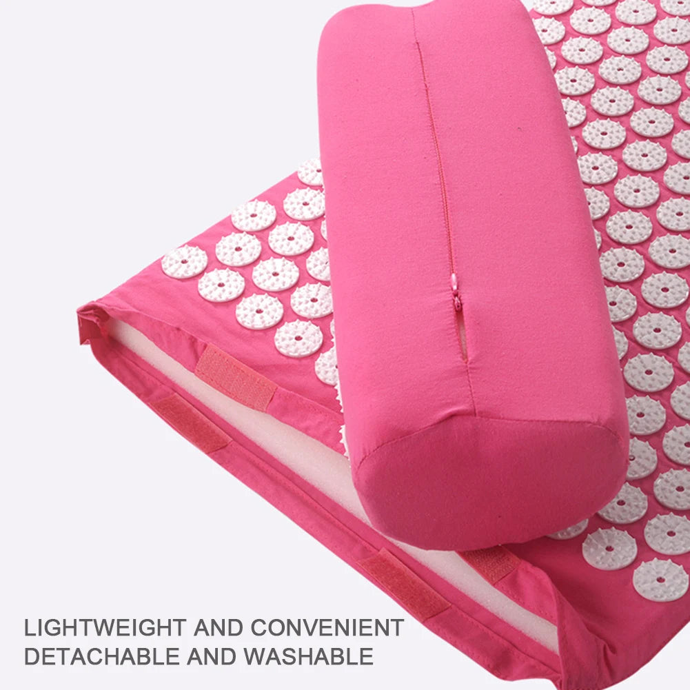 Acupressure Pillow Set with Storage Bag – Neck, Back & Foot Massage Mat for Blood Circulation