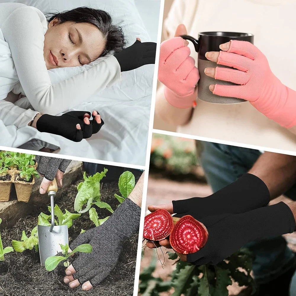 GOMOREON Arthritis Compression Gloves – Fingerless Hand & Thumb Support for Carpal Tunnel, Rheumatoid & Tendonitis