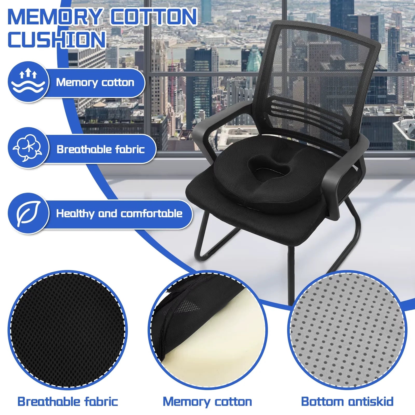 Donut Seat Cushion – Hemorrhoid, Sciatica & Tailbone Pain Relief for Office & Car