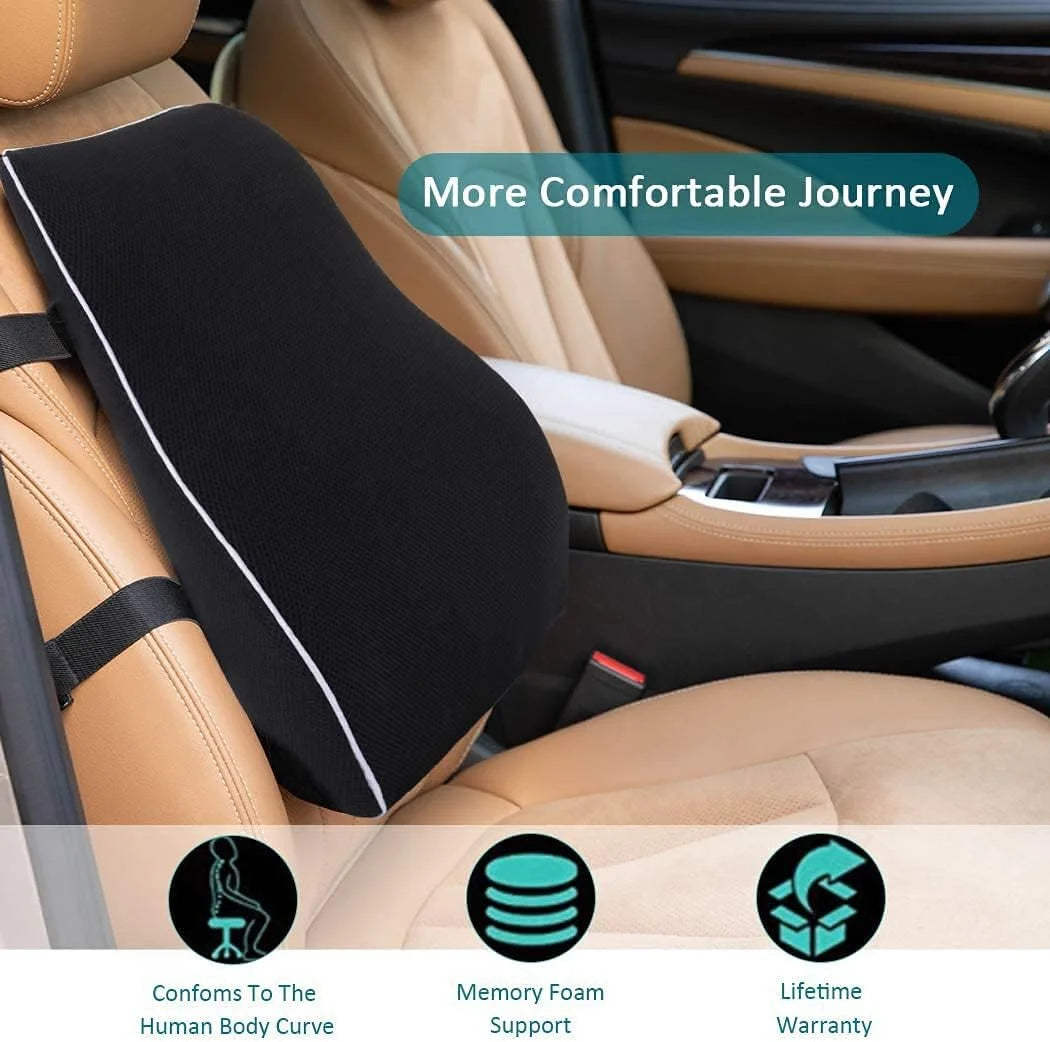 HEALTENCE Memory Foam Lumbar Back Cushion – Ergonomic Car & Office Support