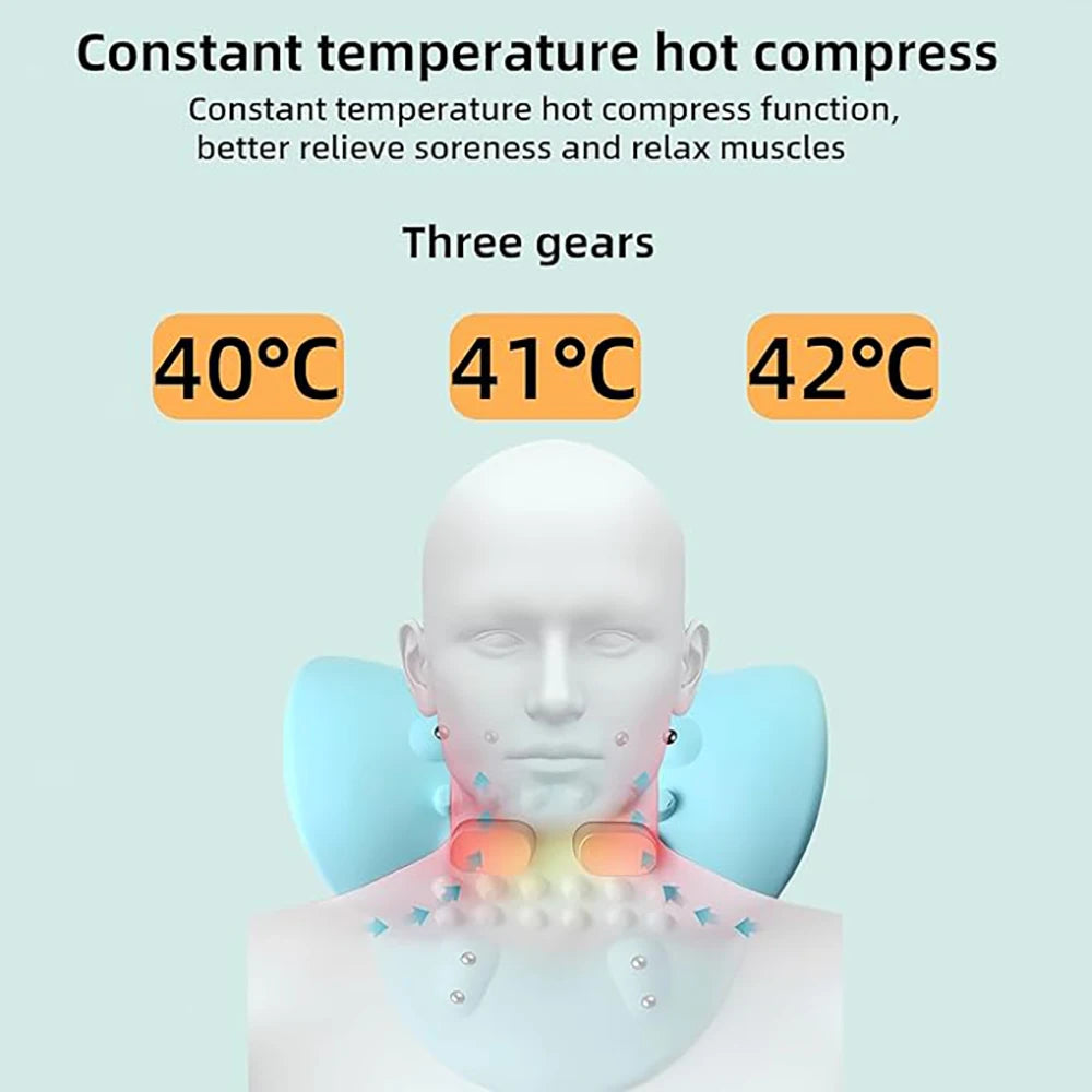 Heated EMS Cervical Neck Massager – Electric Pulse Spine Traction Stretcher Pillow