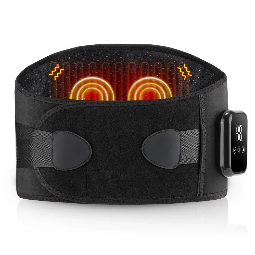 Electric Heating Vibration Waist Massage Belt 3 Gears Hot Compress Lumbar Brace Spine Decompression Massager Back Support Belt