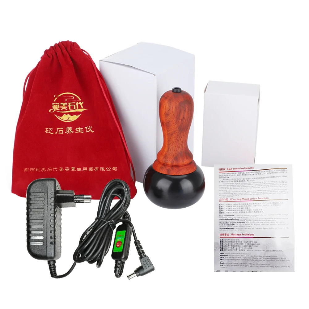 Hot Stone Gua Sha Electric Massager Neck Back Body Hot Compress Jade Warming Moxibustion Dredging Meridian Massage Tools