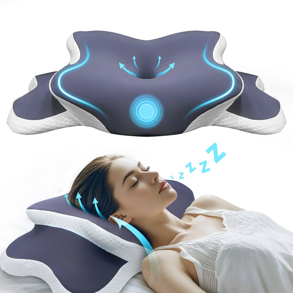 Contoured Memory Foam Cervical Pillow for All Sleep Positions