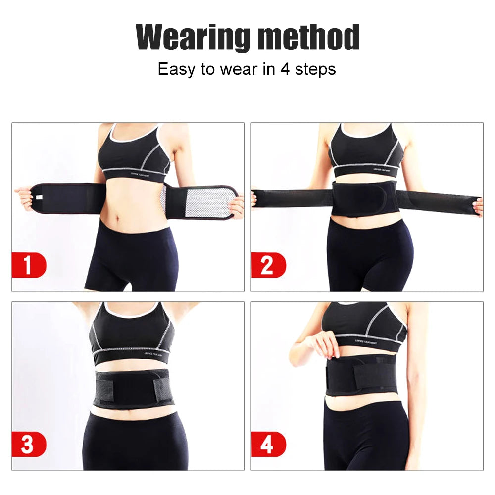 Magnetic Self-Heating Lumbar Back Brace – Thermal Therapy Waist Support Belt