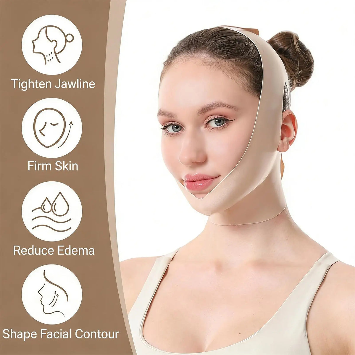 Adjustable Face Slimming Chin Strap – Breathable Neck Tightening Wrap for Jawline Sculpting While Sleeping